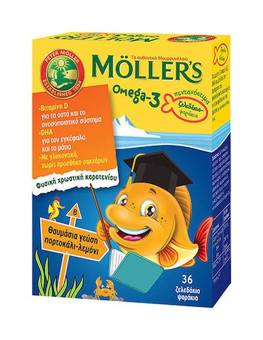 MOLLERS OMEGA-3 ΖΕΛΕΔΑΚΙΑ ΠΟΡΤΟΚΑΛΙ-ΛΕΜΟΝΙ 36GUMS