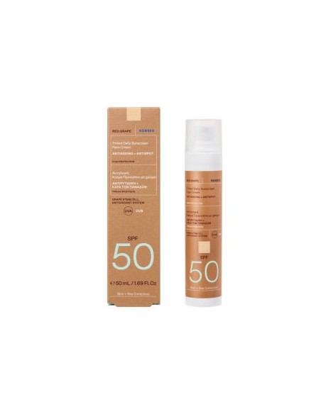 KORRES SUNSCREEN SPF 50 FACE RED GRAPE COLOR 50ml