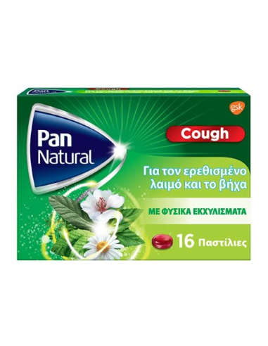 GLAXO PAN NATURAL COUGH LOZENGES RASPERRY 16 pcs
