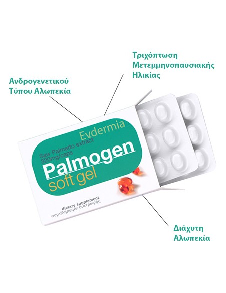 Evdermia Palmogen 320mg Saw Palmetto Extract 30 μαλακές κάψουλες