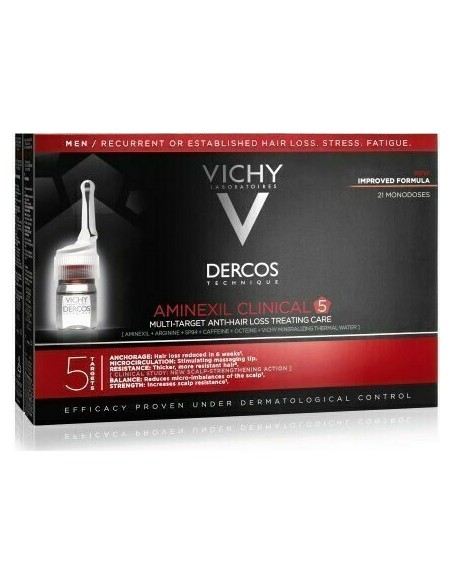 Vichy Dercos Technique Aminexil Clinical 5 Anti-Hair Loss Hair Ampoules for Men 21x6ml