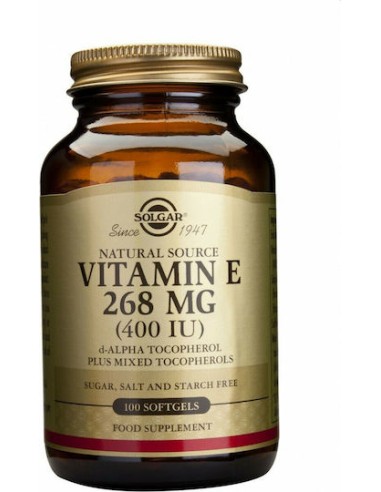 SOLGAR Vitamin E 268mg (400IU)  100 Mαλακές...