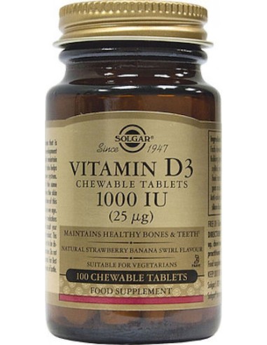 Solgar Vitamin D3 1000iu Vitamin for Strengthening the Immune System & Bone Health 100 Chewable Tablets