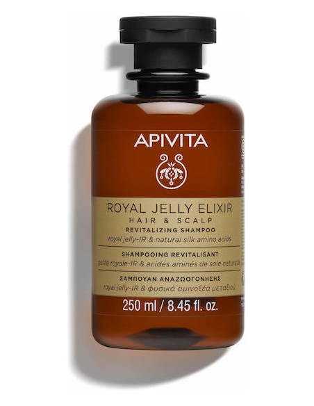 Apivita Royal Jelly Elixir Shampoo- Revitalizing Shampoo with Royal Jelly-IR & Natural Silk Amino Acids 250mL