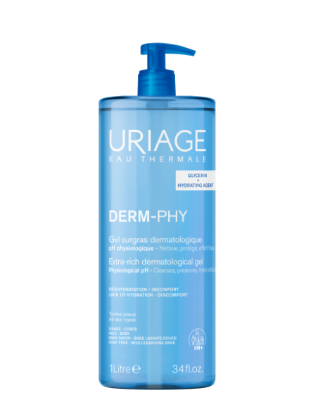 Uriage DERM-PHY Extra Rich Dermatological Cleansing Gel Surgras Soap-Free 1lt