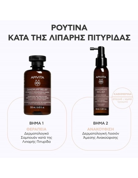 Apivita Dandruff Relief Δερματολογικό Σαμπουάν κατά της Λιπαρής Πιτυρίδας με Propolis AmC & Φυτικό AHA 250ml