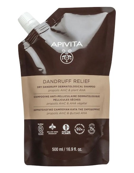 Apivita REFILL Dandruff Relief Ανταλλακτικό για  Δερματολογικό Σαμπουάν κατά της Ξηροδερμίας με Propolis AmC & Φυτικό AHA 500ml