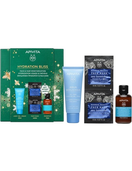 Apivita Promo Aqua Beelicious Light Gel-Cream 40ml & Sea Lavender Mask 2x8ml & Hyaluronic Hydra Shampoo 75ml