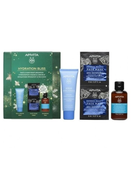 Apivita Promo Aqua Beelicious Comfort Hydrating Cream Rich 40ml & Sea Lavender Mask 2x8ml & Hyaluronic Hydra Shampoo 75ml