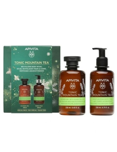Apivita Promo Tonic Mountain Tea Revitalizing Shower Gel with Mountain Tea & Essential Oils 250ml + Moisturizing Body Milk 200ml