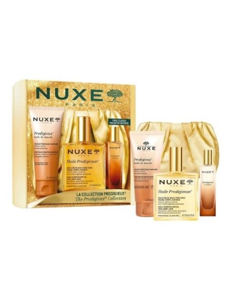Nuxe The Prodigieux Collection Σετ με Λάδι 100mL , Άρωμα 15mL και Αφρόλουτρο 100mL +ΔΩΡΟ Χρυσό Pouch